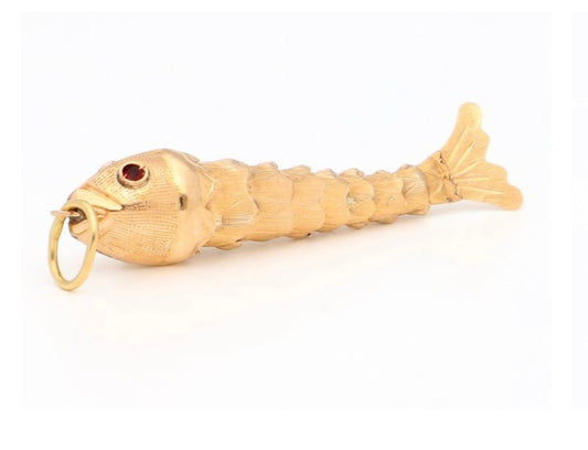 14k Articulated Fish Pendant from 1970s