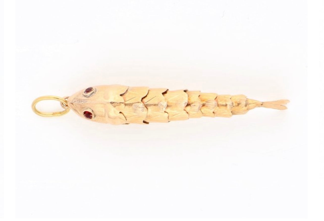 14k Articulated Fish Pendant from 1970s